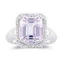0.18 Ct Diamond & 7.50 Cts Kunzite Ring in 14K White Gold