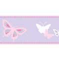 Butterflies wallpaper border. Lilac Pink White Silver Glitter 31657 Coloroll Kids Rooms