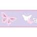 Kitchen & Housewares : Butterflies wallpaper border. Lilac Pink White Silver Glitter 31657 Coloroll Kids Rooms