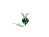 14K White Gold Heart Created Emerald Pendant