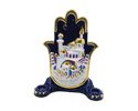 Candle Holders Ceramic City of Jerusalem skyline in Blue. For Shabbat and Jewish Holiday
