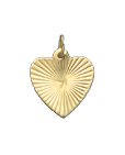 Radiating Line Finish Heart Disc, 14K Gold Charm