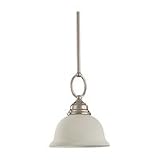 Sea Gull Lighting 61190-962 Serenity One-Light Mini Pendant, Brushed Nickel Finish with Excavated Alabaster Glass