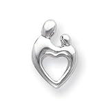 14k White Gold Heart Shaped Mother and Child Pendant