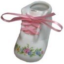 Personalized Porcelain Baby Shoe Keepsake - with Rose Toe Border