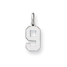 Sterling Silver Small Polished Number 9 Charm