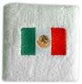Thick Solid Color Embroidery Wrist Band w / Mexican Flag Logo(price/each), Wristband, Sweatband