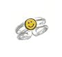Toe Ring - Sterling Silver Yellow & Black Enameled Smiley Toe Ring