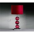 MISTRO TABLE LAMP 3 RED GLS BALLS CHRM BSE RED F/SUEDE SHD
