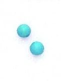 14k Yellow 5 mm Round Blue Turquoise Earrings