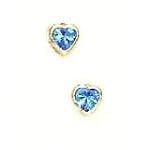 14k Yellow 4 mm Heart Topaz-Blue CZ Screw-Back Stud Earrings - JewelryWeb