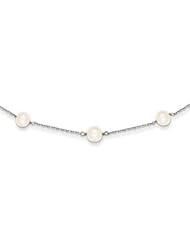 Genuine IceCarats Designer Jewelry Gift 14K Wg White Cultured Pearl Necklace In 16.00 Inch