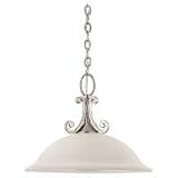 Sea Gull Lighting 65190-962 Serenity One-Light Pendant, Brushed Nickel Finish with Excavated Alabaster Glass