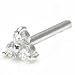 925 Sterling Silver Straight Nose Stud Ring 3.5mm 3 Stone Trinity Design 22G FREE Nose Ring Backing
