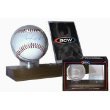 BCW Woodbase Baseball & Card Holder (Real Walnut) - Combo Ball & Card Display - Sports Memoriablia Display Case - Sportscards Collecting Supplies