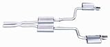 American Muscle Car Dual Exhaust Kit Exit Is Straight Out The Back Incl. Muffler/2.5 in. X Pipe/2.5 in. Tail Pipe/4 in. Intercooled Stainless Tips/Hangers/Clamps Aluminized