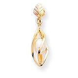 10k Black Hills Gold Pearl in Spiral Cage Pendant