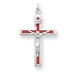 Sterling Silver Enameled Crucifix Pendant with 20 Inch Sterling Silver Chain