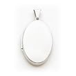Sterling Silver Polished 32mm 2-frame Oval Locket with 20 inch Sterling Silver Chain