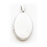 Jewelry : Sterling Silver Polished 32mm 2-frame Oval Locket with 20 inch Sterling Silver Chain
