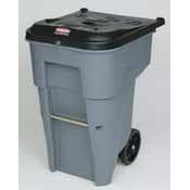 Rollout Trash Container, 65 Gallon, Gray RUB9W2100GRAY