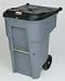 Rollout Trash Container, 65 Gallon, Gray RUB9W2100GRAY