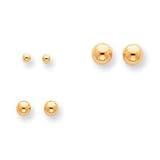14k 3-Pair Set - Gold Bead Post Earrings SE1305