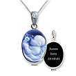 ZALES New Arrival Agate Cameo Pendant in 14K White Gold (4 Lines) other stones