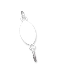 Sterling Silver w/Oval ID Plate Bangle Bracelet QB415"