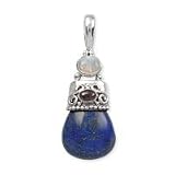 .925 Silver, Lapis, Garnet and Moonstone Pendant