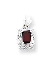 Sterling Silver Garnet & CZ Pendant QC2171"