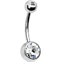 Body Accentz&trade; Belly Button Ring Navel Double Gem Body Jewelry Dangle 14 Gauge