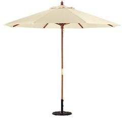10-Foot Wood Market Umbrella Natural Outdoor Umbrellas