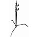 Avenger 20 Century Lightstand with Fold Away Spring Loaded Legs, 5'9 Double Riser C-Stand, Black Steel.