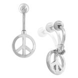 Belly Button Rings navel ring Hinged Peace Sign