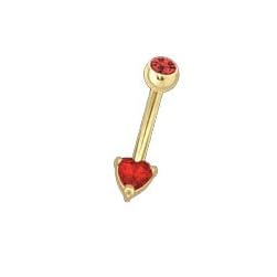 14 karat Yellow gold with Red Heart belly ring by 