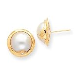 14k 10-12mm Cultured Mabe Pearl & Diamond Earrings - XMP90