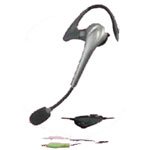 CYBER ACOUSTICS AC-741B EARCLIP STYLE HEADSET W/ MICROPHONE & IN LINE VOLUME CONTROL (Silver) (White