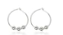 Sterling Silver Round Hoop Body Earrings With 3 Moveable 3mm Beads