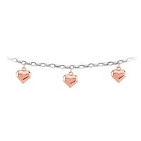 14kt. White Gold, 7" Rolo Bracelet with Rose Gold Heart Charms by 