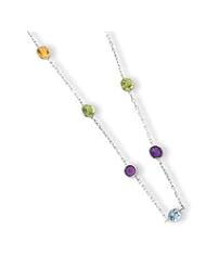 Sterling Silver Multi CZ Extension Necklace QG2093-16"