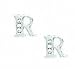 14k White 1.5 mm Round CZ Initial R Friction-Back Earrings