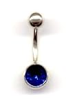 Titanium Aztec Gold Jeweled Navel Bar with a Capri Blue Swarovski stone in 14 gauge by 1/2
