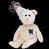 TY Beanie Baby - JUNE the Teddy Birthday Bear (w/ hat)