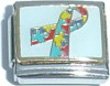 Clearly Charming Mult-color Ribbon Autism Awareness Italian Charm