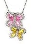 PNK/YELLOW CUBIC ZIRCONIA 2 BUTTERFLY NECKLACE
