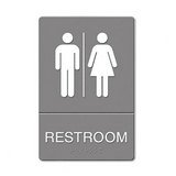 Quartet ADA Restroom Sign, Large Restroom Symbol Tactile Graphic, Molded Plastic, 6 x 9 Inches (4812)