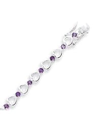 Sterling Silver Amethyst Bracelet - 7 Inch