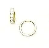 14k Yellow 1.5 mm Round CZ Childrens Hinged Earrings