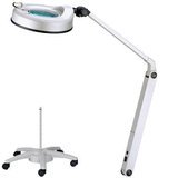 Illuminated 5-Diopter 22 Watt 5 Diameter Magnifier with 30 Articulating Arm and Mobile Base, White